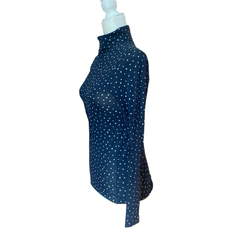 J.Crew Womens NWT Black Polka Dot Tissue Turtleneck Shirt